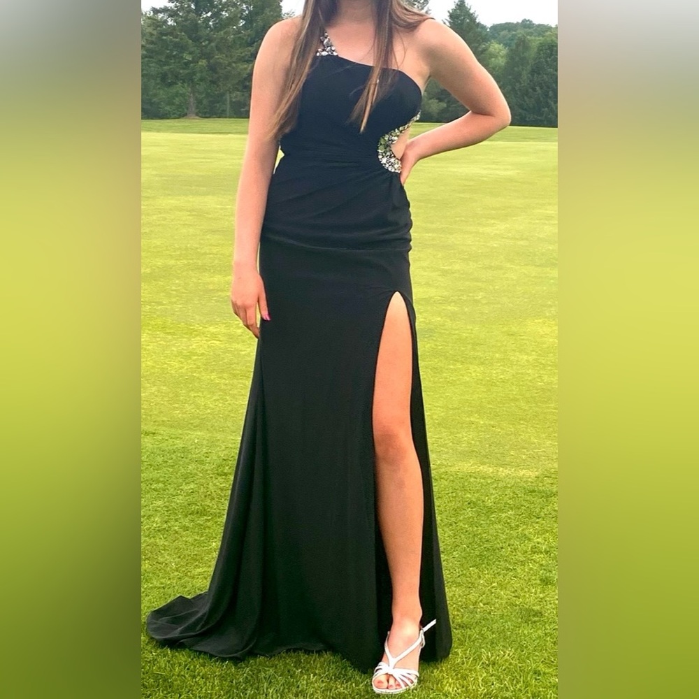 Clarisse One Shoulder Black Tie/ Prom Dress